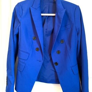Express Royal Cobalt Blue Blazer Jacket Tailored Cinched Structured Waist Size 4